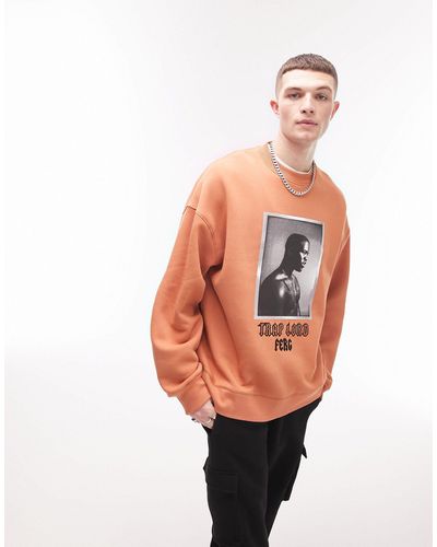 TOPMAN Extreem Oversized Sweatshirt Met A$ap Ferg-print - Oranje