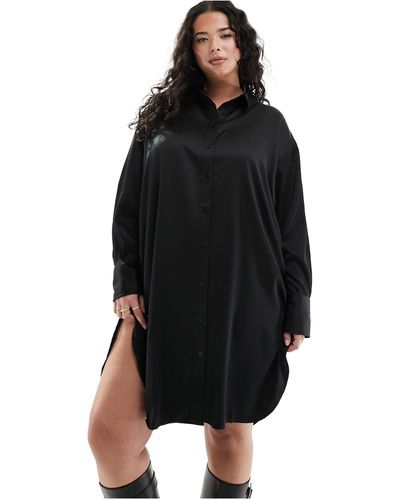 ONLY Satin Mini Shirt Dress - Black