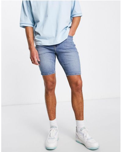 ASOS Short en jean skinny classique - délavé moyen - Bleu