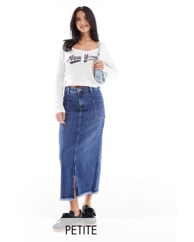 Vero Moda Split Front Maxi Skirt With Side Pockets - Blue