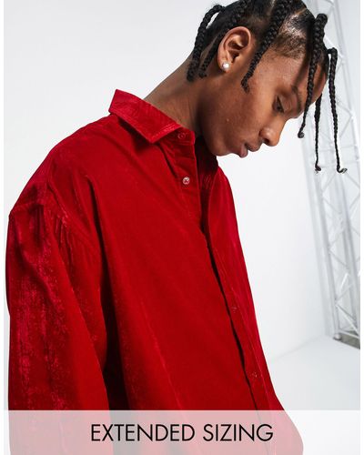 ASOS Oversized Fluwelen Overhemd - Rood