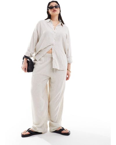Noisy May Loose Fit Linen Mix Trouser Co-ord - White
