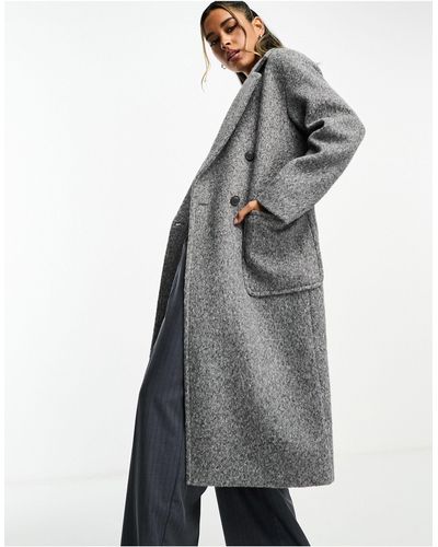 Glamorous – langer, angerauter mantel mit lockerem schnitt - Grau