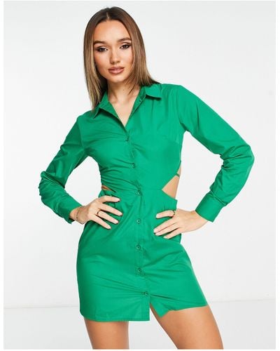 Lola May Vestito camicia con allacciatura e apertura sul retro - Verde
