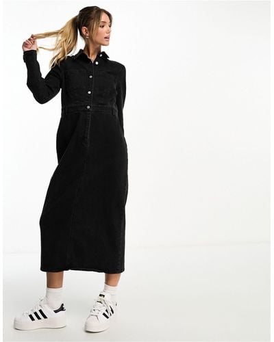 Vero Moda Denim Longline Midi Dress - Black