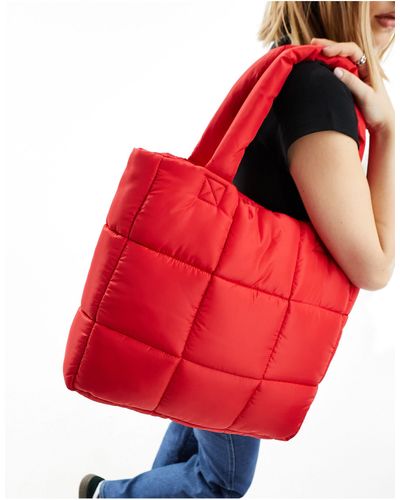 Monki Padded Tote Bag - Red