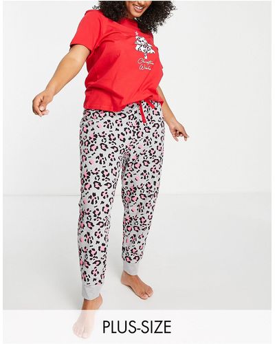 Threadbare Plus Christmas Long Pajamas - Red