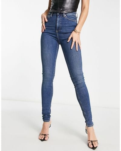 ASOS Asos Design Tall High Rise 'lift And Contour' Stretch Skinny Jeans - Blue