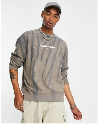 Collusion – sweatshirt mit logostickerei und batikmuster, kombiteil - Grau