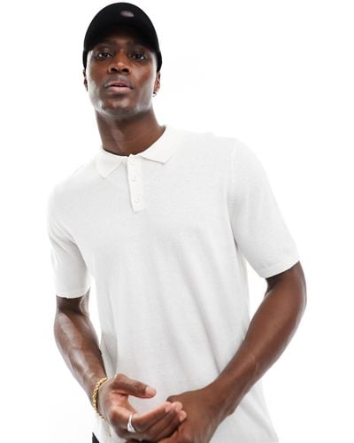 ASOS Lightweight Knitted Cotton Polo - White