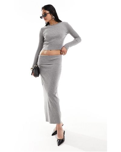 Mango Knit Fold Over Skirt - Gray