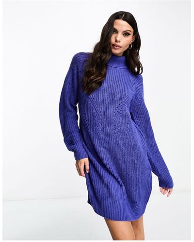 Jdy Roll Neck Midi Sweater Dress - Blue