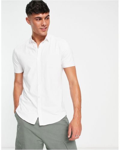 New Look – kurzärmliges jersey-hemd mit körperbetontem schnitt - Weiß