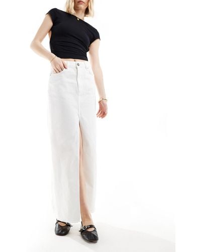 Sixth June A-line Denim Maxi Skirt With Front Split - White