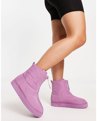 ASOS Avenue Padded Zip Front Boots - Pink