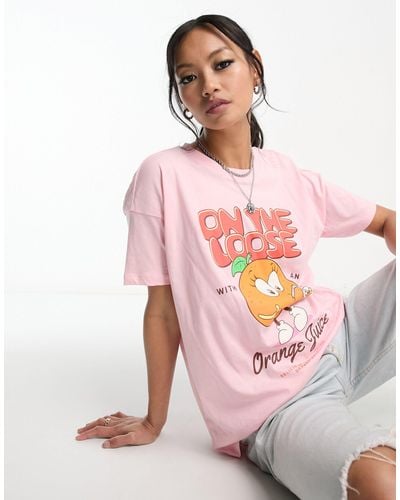ONLY Exclusive Orange Motif T-shirt - Pink
