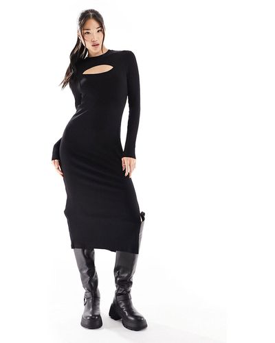 Barbour Nebula Scoop Neck Long Sleeve Midi Dress - Black