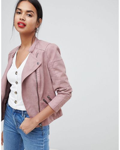 ONLY Faux Leather Jacket - Pink