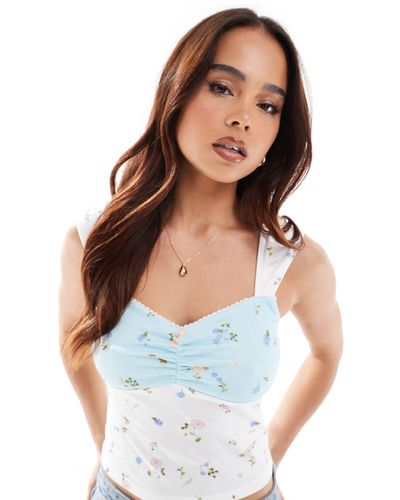 ASOS Ditsy Floral Mix Print Singlet With Wide Straps - Blue