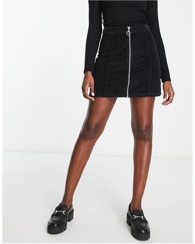 Miss Selfridge Mini-jupe zippée en velours côtelé - Noir