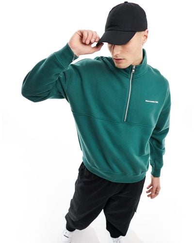 Abercrombie & Fitch Premium Half Zip Sweatshirt - Green