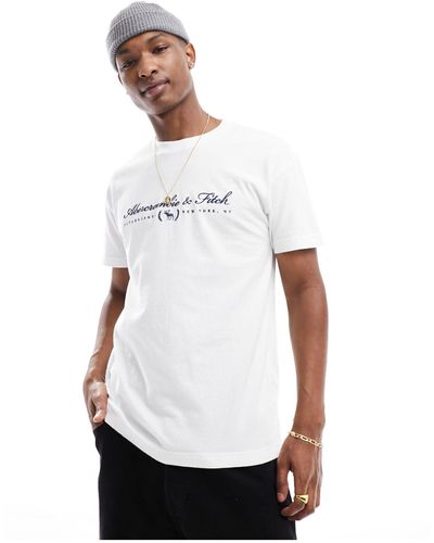 Abercrombie & Fitch T-shirt comoda bianca con scritta del logo - Bianco