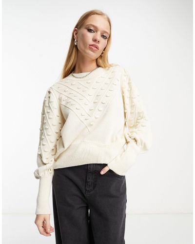 French Connection Mozart Cropped Bobble Jumper - White