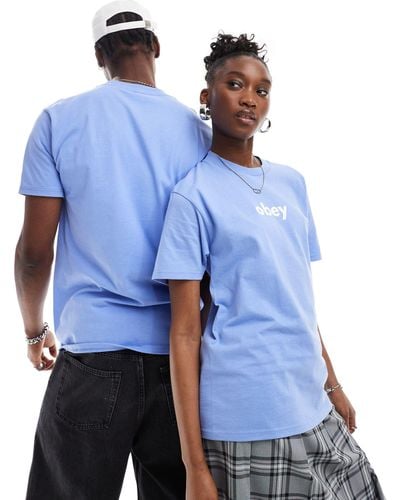 Obey Unisex Front Logo T-shirt - Blue