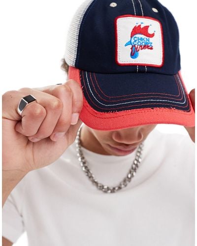 ASOS Trucker Cap With Fried Chicken Graphic - Blue