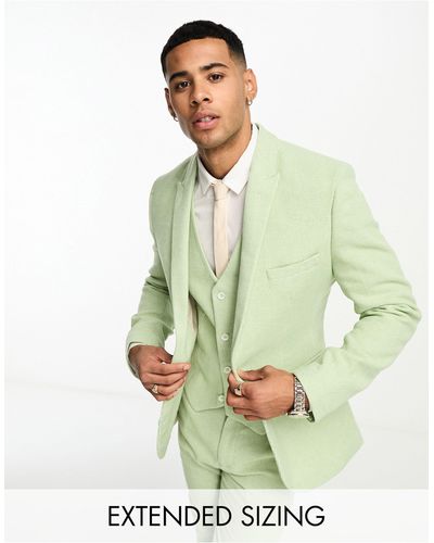 ASOS Wedding - Super Skinny Colbert Van Wolmix Met Kleine Pied-de-poule - Groen