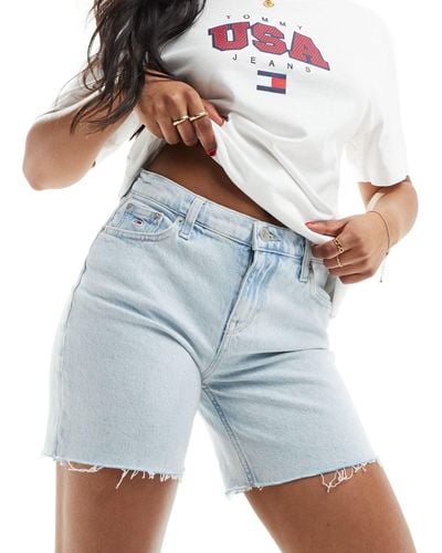 Tommy Hilfiger Maddie - pantaloncini di jeans a vita medio alta lavaggio chiaro - Bianco