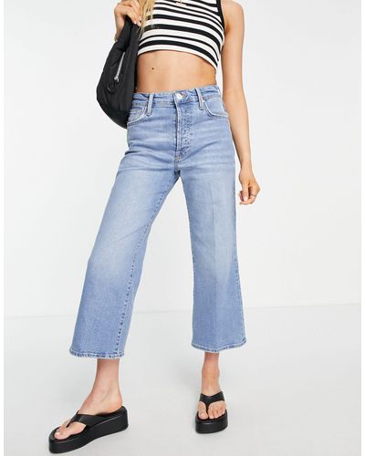 River Island Rechte Cropped Jeans Met Hoge Taille - Blauw