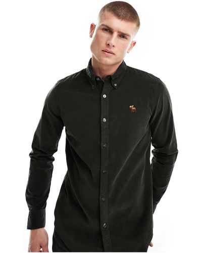 Abercrombie & Fitch Icon Logo Relaxed Fit Cord Shirt - Black