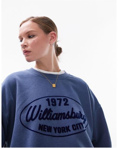 TOPSHOP – oversize-sweatshirt - Blau