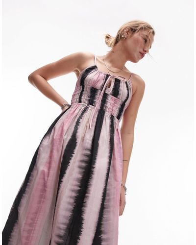 TOPSHOP Tie Dye Print Beach Dress - Pink