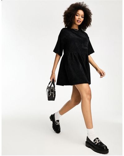 ASOS Cord Mini T-shirt Dress - Black