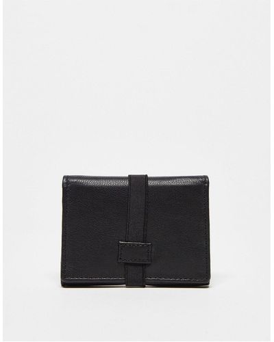 ASOS Leather Fold Over Card Holder With Elastic Strap - White