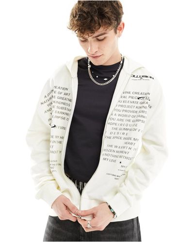Collusion Skater Fit Zip Through Hoodie - White