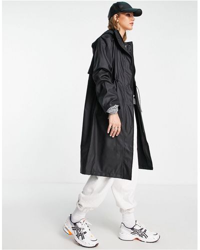 SELECTED Femme Longline Raincoat With toggle Waist - White