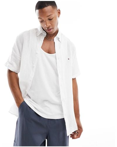 Tommy Hilfiger Pigment Dyed Linen Regular Fit Shirt - White