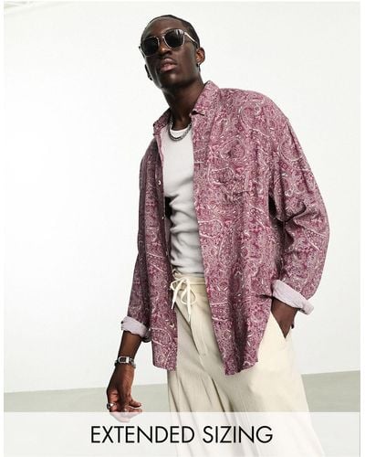 ASOS – oversize-hemd im 90er-stil mit paisleymuster - Lila