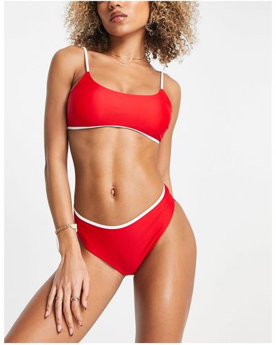 Volcom X coco ho - top bikini corto con scollo rotondo color mela caramellata - Rosso