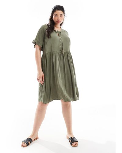 Yours Tie Front Midi Dress - Green