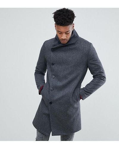 Religion Tall Coat With Asymmetric Buttons - Gray