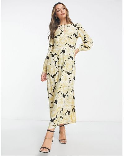 Vero Moda Aware - Maxi-jurk Met Gele Bloemenprint - Wit