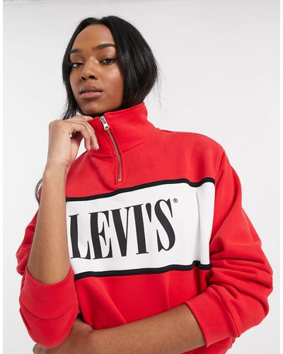 Levi's Half Zip Logo Sweatshirt - Red