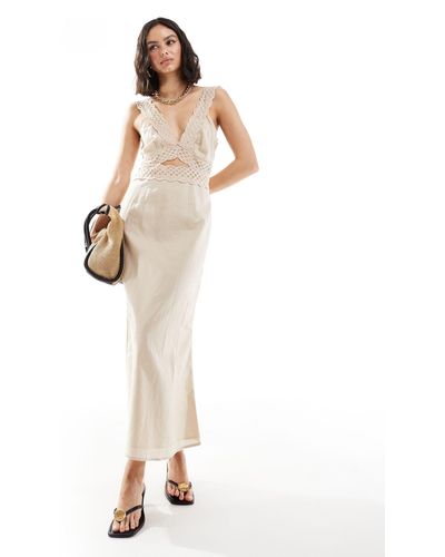 Never Fully Dressed Mimi Cut-out Linen Lace Midaxi Dress - White