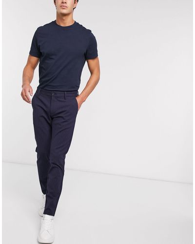 Only & Sons Pantalon stretch habillé à rayures tennis - bleu