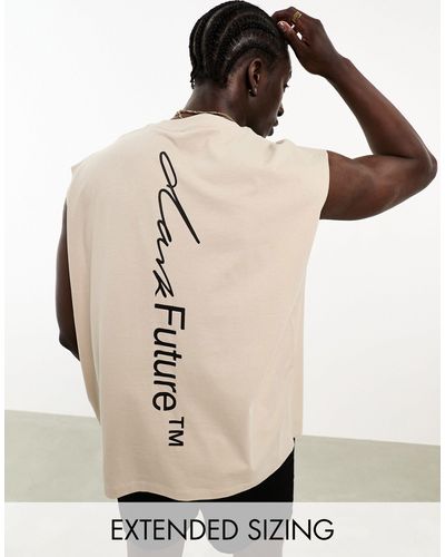 ASOS Asos Dark Future - Oversized Hemd Met Logoprint Op - Naturel