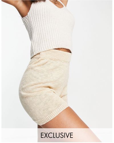Missguided Co-ord Knitted Shorts - Natural